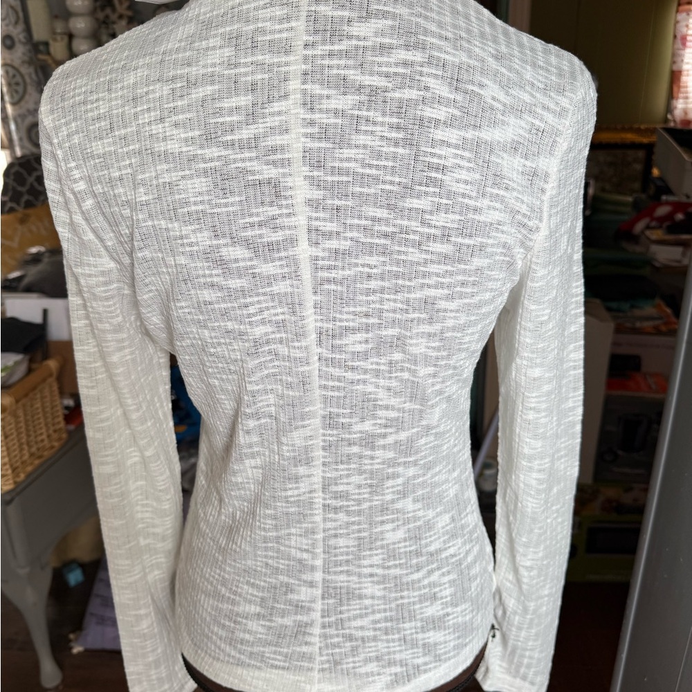 White Ribbed Long Sleeve Top - Picture 5 of 9
